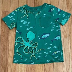 Green Octopus & Fish Graphic Tee